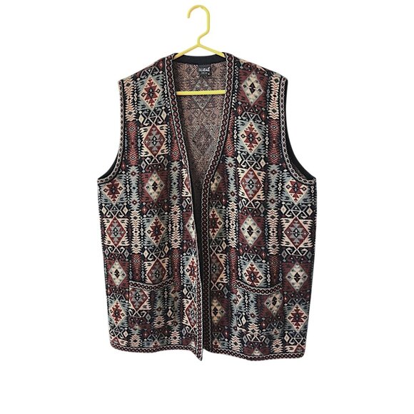 Uludag Triko Womens Turkish Kilim Vest Size 6 Acrylic Knit Open Front Sweater - Picture 3 of 7
